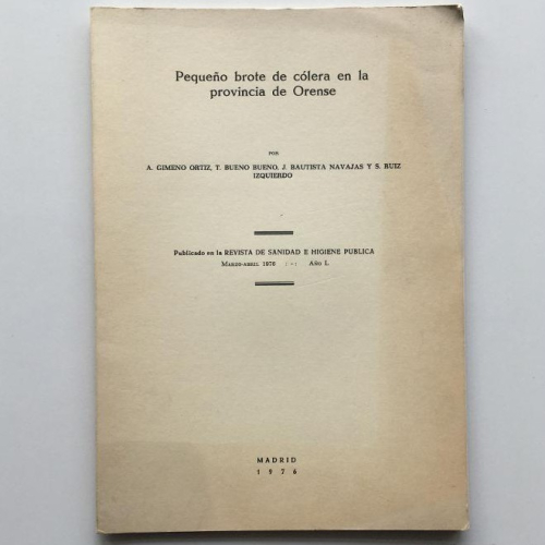 Portada do libro de Pequeño brote de cólera en la provincia de Orense.