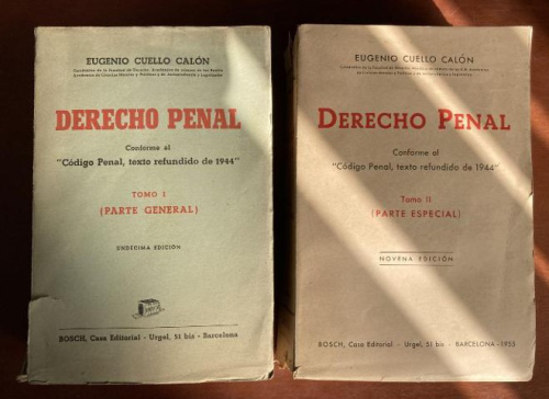 Portada do libro de Derecho Penal. Eugenio Cuello Calón.