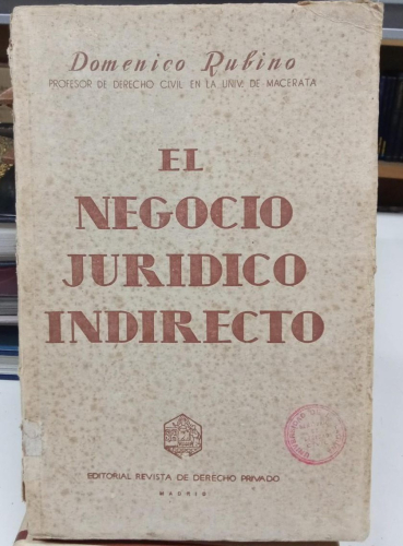 Portada do libro de El negocio jurídico indirecto - Domenico Rubino (B)