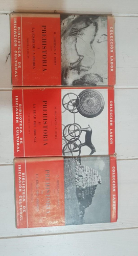 Portada do libro de M. HOERNES-F. BEHN. PREHISTORIA. TRES TOMOS. EDITORIAL LABOR. 1952 (L)